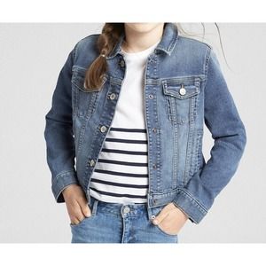 GAP Girl's Medium Indigo Wash Denim Jean Jacket Size XL 12 Stretch